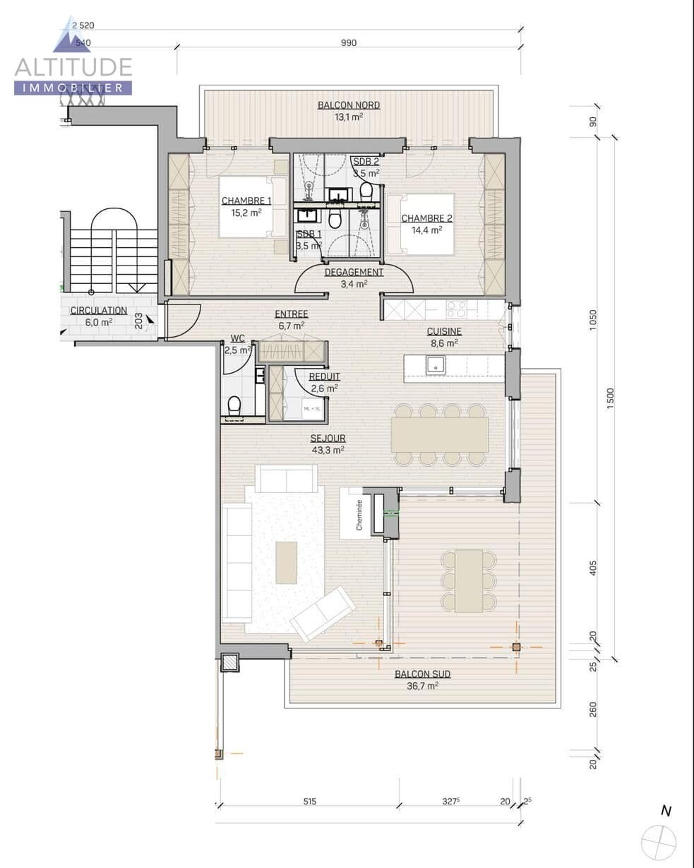 2036 – Appartement 3,5 pièces – 2600000CHF – 124m²